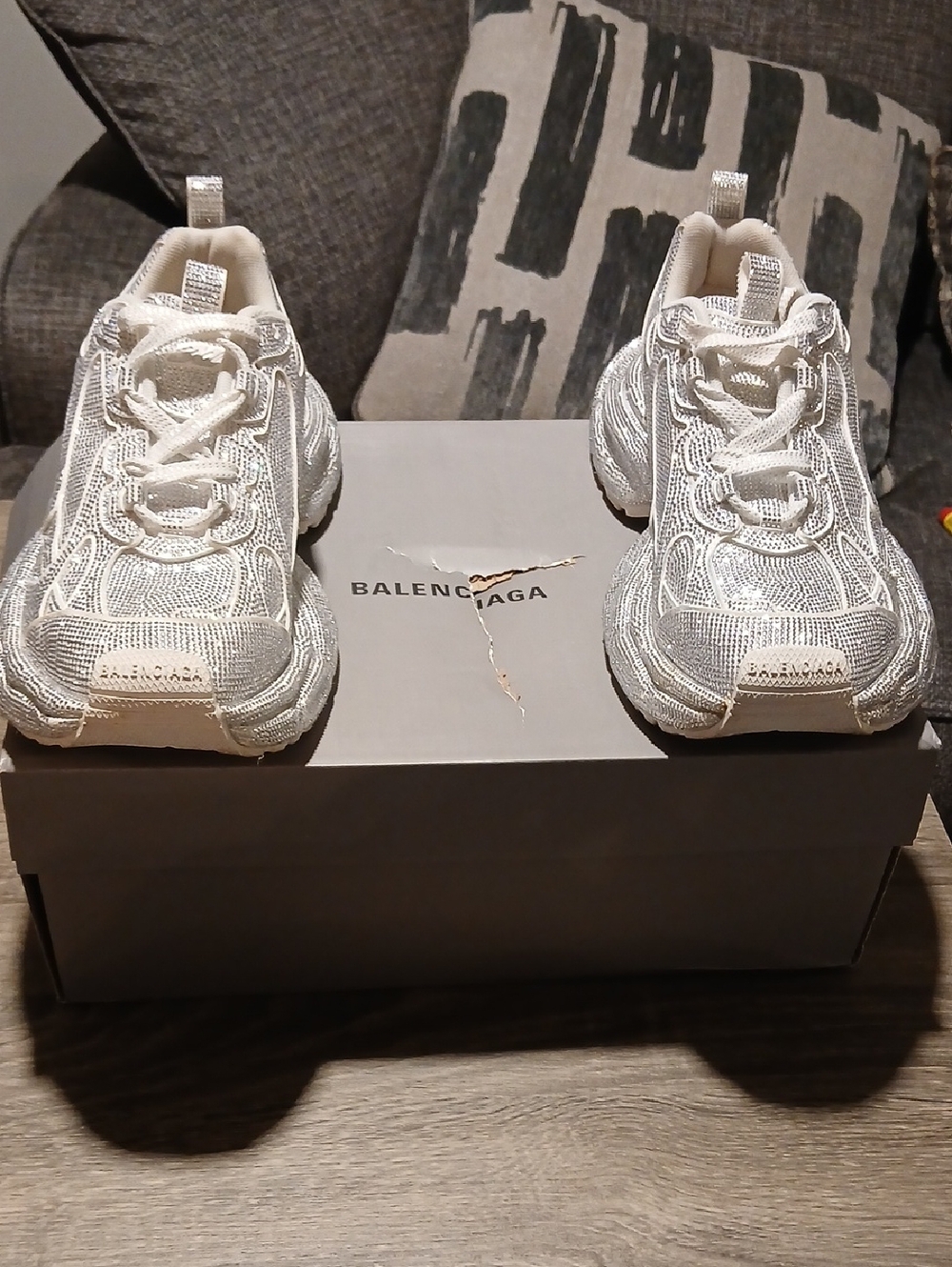 ✨ Balenciaga 3XL “Rhinestones” Low Top Sneakers – Crystal / Light Grey ✨ EU 40 - Picture 2 of 13